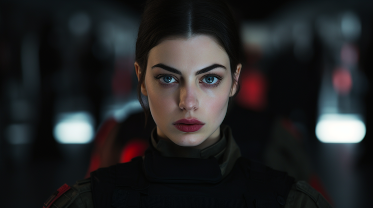 Anna Hathaway as a soldier