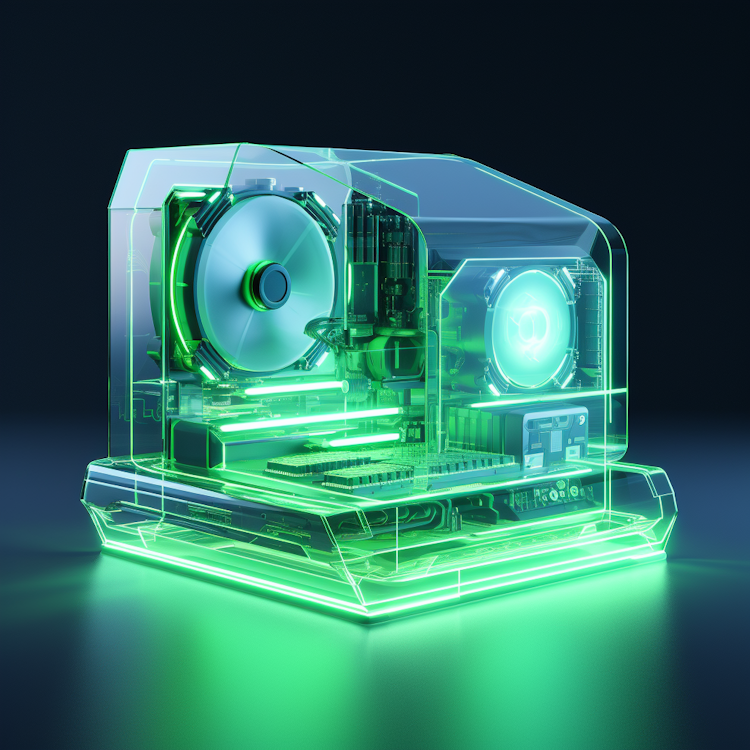 Translucent computer 3d render