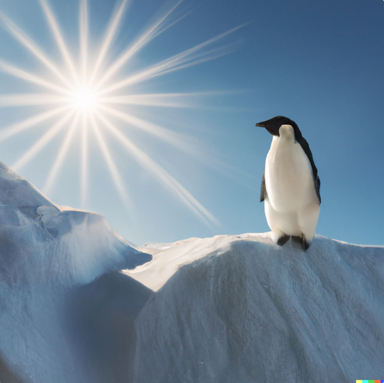 A penguin under the sunshine