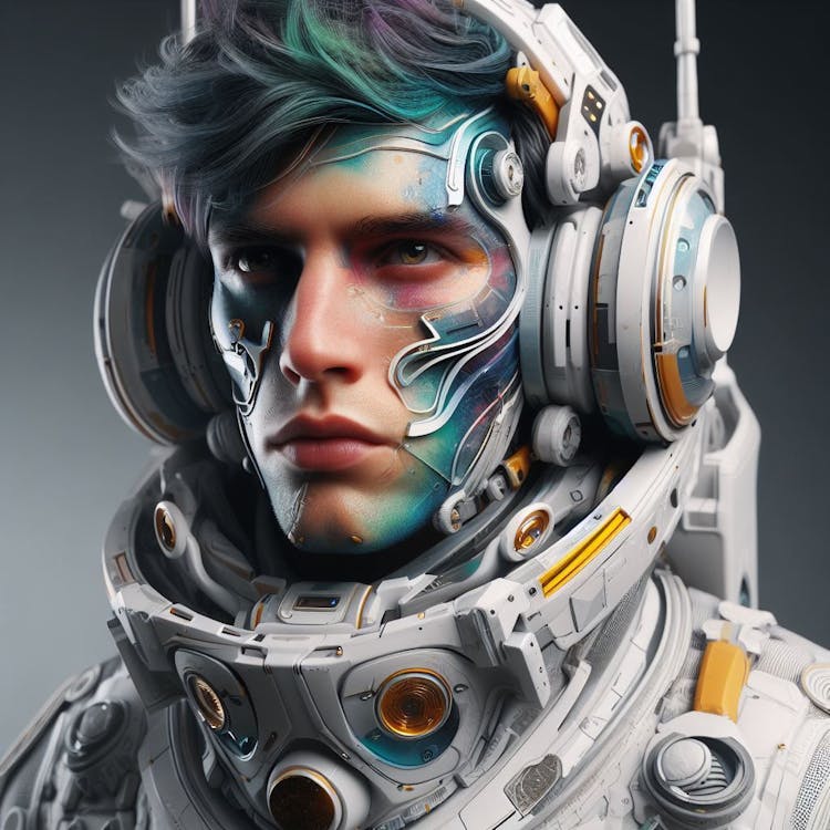 Male model in spaceman fashion