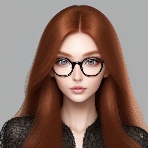 Model with ginger hair and glasses