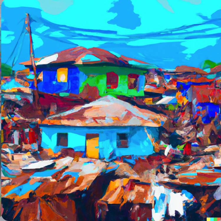 A digital painting of Yoruba town