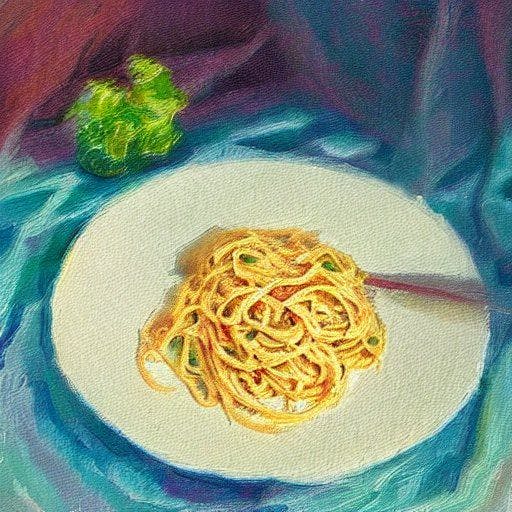 Impressionist painting of a pasta