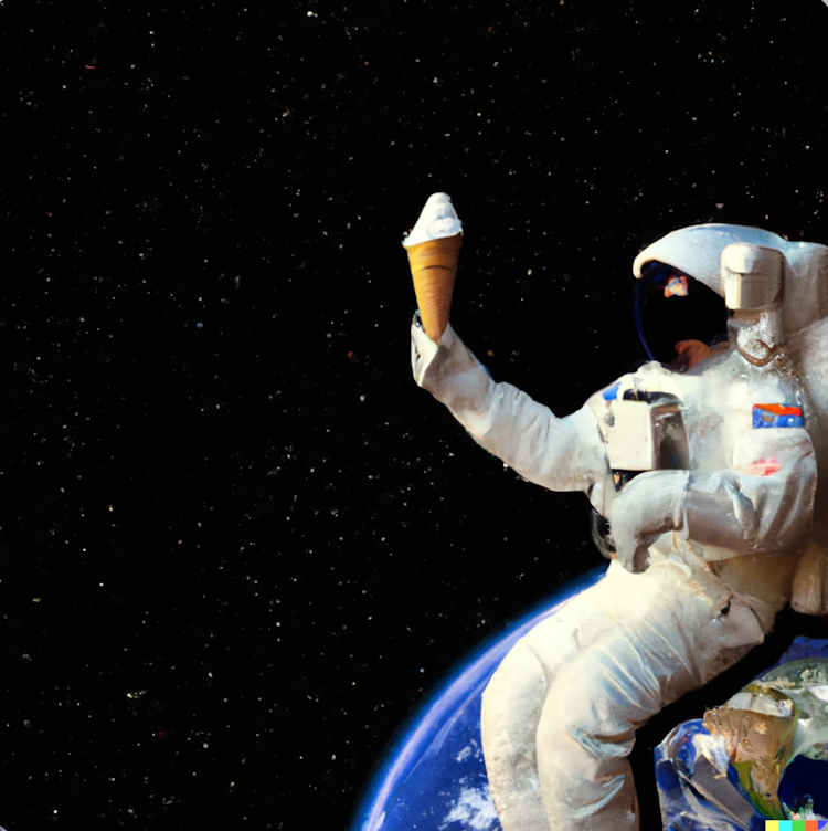 Astronaut eating ice cream in the Space