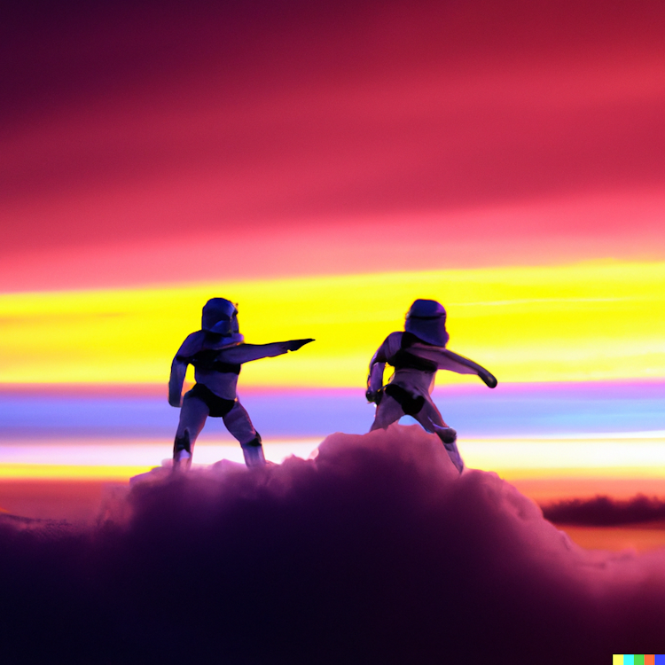 Stormtroopers on colorful clouds