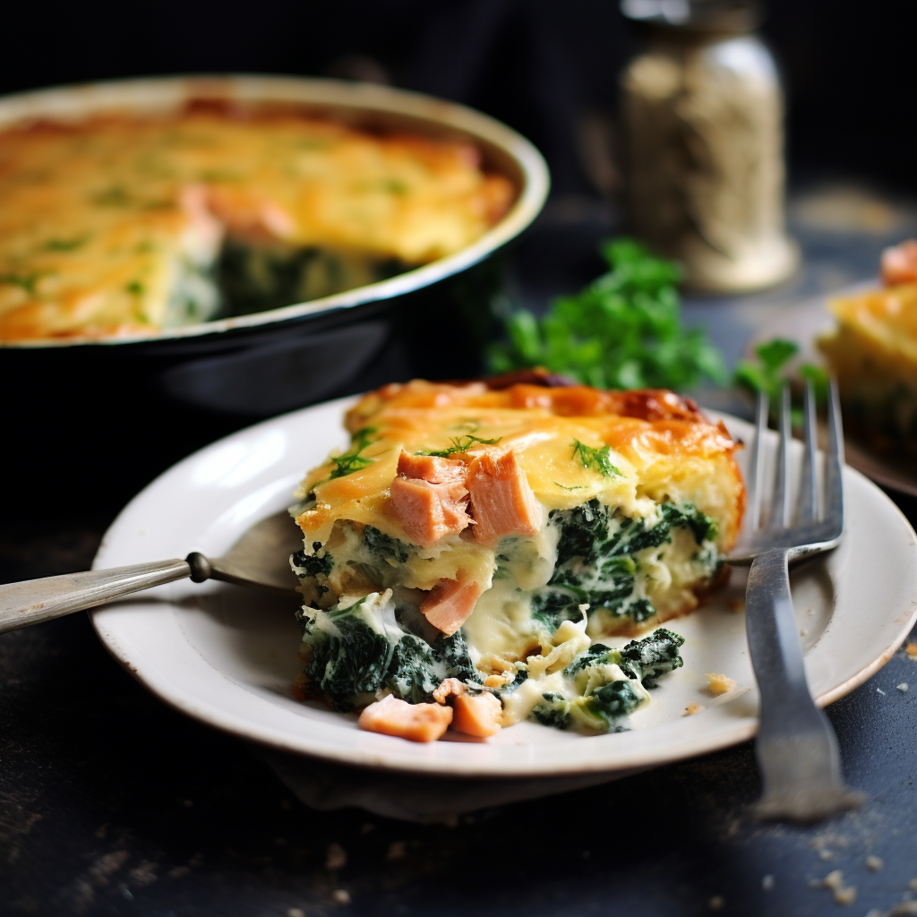 Salmon pie with spinach